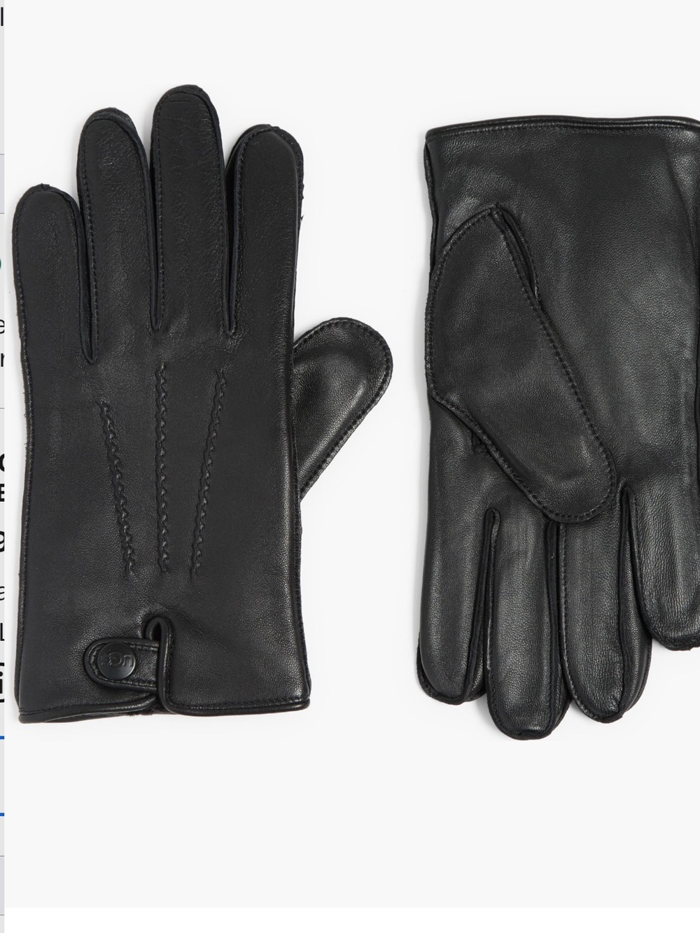 UGG Men’s LEATHER TABBED VENT TECH GLOVES BLACK - SIZE MEDIUM